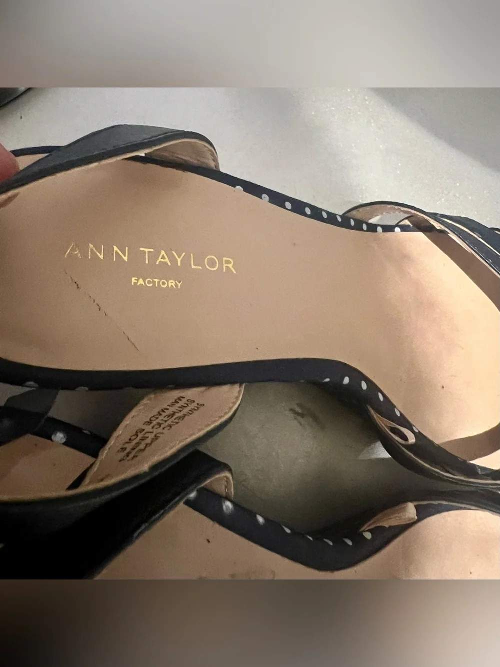 Taylor Navy Polka Dot Wedge Sandals with Clear Ankle Ties